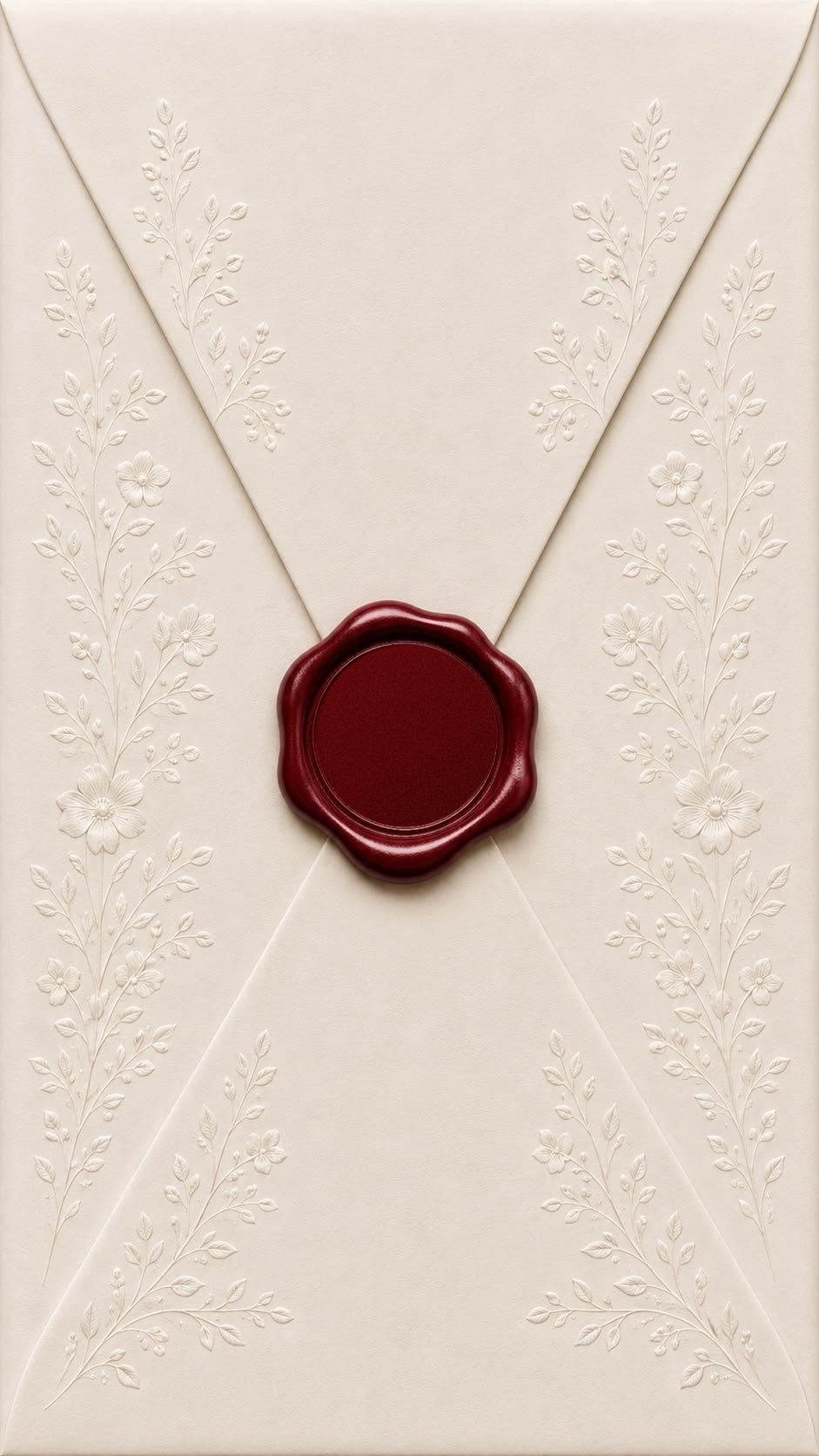 Enveloppe crème avec cachet de cire bordeaux N&I